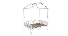 Hausbett >Dallas< in Natur, Kiefer - 210x170x147cm (BxHxT)