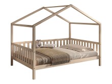 Hausbett >Dallas< Rausfallschutz, Natur, Kiefer massiv - 210x170x147cm (BxHxT)