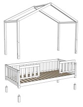 Hausbett >Dallas< Rausfallschutz, Natur, Kiefer massiv - 210x170x147cm (BxHxT)