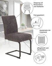 Freischwinger >LUISE S< (2er-Set) Federkorb, Vintage Anthrazit - 43x91x65 (BxHxT)