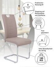 Freischwinger >RUBY S< (2er-Set) bis 140kg, Cappuccino - 44x103x60 (BxHxT)