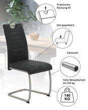 Freischwinger >ULLA S< (2er-Set) in Vintage Anthrazit - 43x98x59 (BxHxT)
