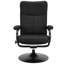 Relaxsessel >Idom< inkl. Hocker, PU-Kunstleder, Schwarz - 69x99x78cm (BxHxT)