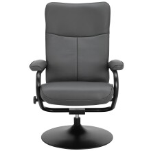 Relaxsessel >Idom<inkl. Hocker, PU-Kunstleder, Grau - 69x99x78cm (BxHxT)