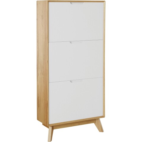 Schuhkipper >Essen< in Eiche-Dekor / Weiß - 60x125x24cm (BxHxT)