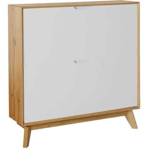 Schuhkipper >Essen< in Eiche-Dekor / Weiß - 89x90x24cm (BxHxT)