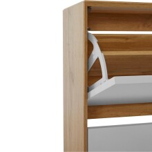 Schuhkipper >Essen< in Eiche-Dekor / Weiß - 89x90x24cm (BxHxT)