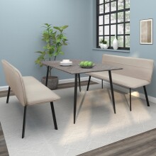 Essbank >Torino< in Bezug Creme, Stoff/Metall - 160x79x56cm (BxHxT)