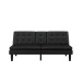 Schlafsofa >Manchester< 3-Sitzer aus PU-Kunstleder, Schwarz - 191x81x91 (BxHxT)