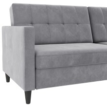 Schlafsofa >Hannover< in Grau, Samt - 203x82x83cm (BxHxT)