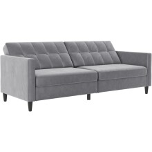Schlafsofa >Hannover< in Grau, Samt - 203x82x83cm (BxHxT)