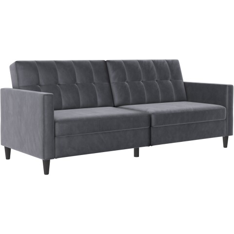 Schlafsofa >Hannover< in Anthrazit, Samt - 203x82x83cm (BxHxT)