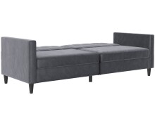 Schlafsofa >Hannover< in Anthrazit, Samt - 203x82x83cm (BxHxT)
