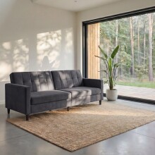 Schlafsofa >Hannover< in Anthrazit, Samt - 203x82x83cm (BxHxT)