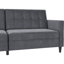 Schlafsofa >Hannover< in Anthrazit, Samt - 203x82x83cm (BxHxT)