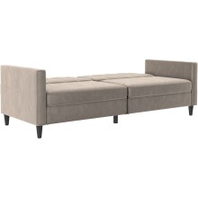 Schlafsofa >Hannover< in Taupe, Samt - 203x82x83cm (BxHxT)