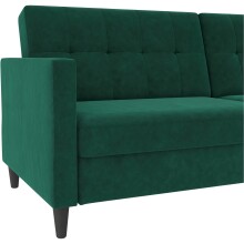 Schlafsofa >Hannover< in Dunkelrün, Samt - 203x82x83cm (BxHxT)