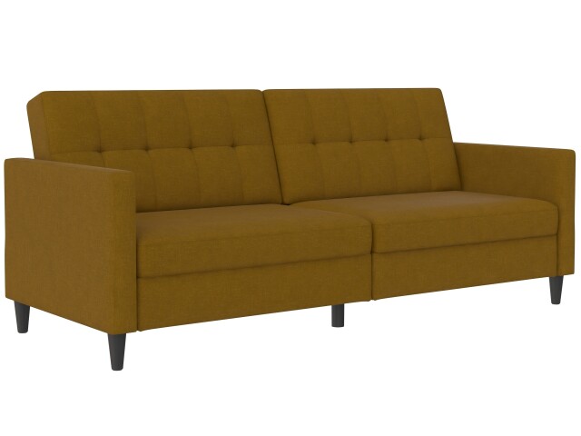 Schlafsofa >Hannover< Bezug Leinen, Curry - 203x82x83 (BxHxT)