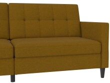 Schlafsofa >Hannover< Bezug Leinen, Curry - 203x82x83 (BxHxT)