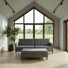 Hocker >Hannover< mit Stauraum, in Grau, Samt - 130x43x69cm (BxHxT)
