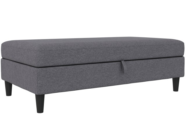 Hocker >Hannover< mit Stauraum, aus Leinen Grau - 130x43x69 (BxHxT)