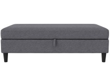 Hocker >Hannover< mit Stauraum, aus Leinen Grau - 130x43x69 (BxHxT)