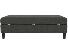 Hocker >Hannover< mit Stauraum, Bezug Leinen in Anthrazit - 130x43x69 (BxHxT)