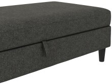 Hocker >Hannover< mit Stauraum, Bezug Leinen in Anthrazit - 130x43x69 (BxHxT)