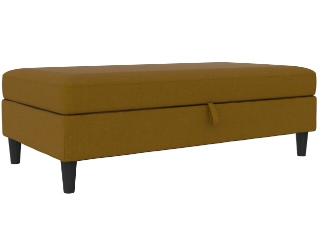 Hocker >Hannover< mit Stauraum, Bezug Leinen, Curry - 130x43x69 (BxHxT)