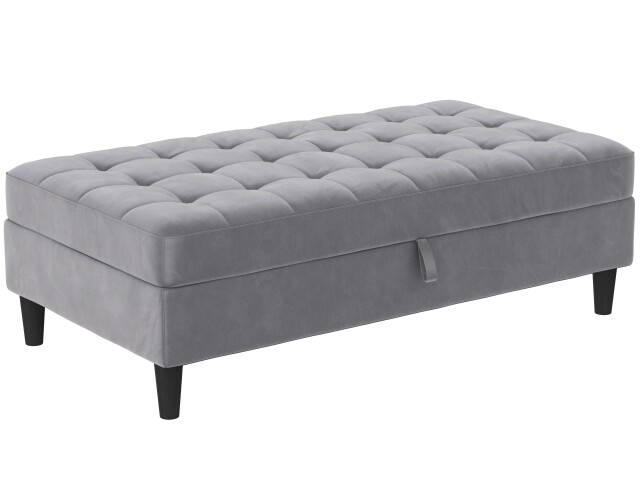 Hocker >Palermo< mit Stauraum,in Grau, Samt - 130x43x69cm (BxHxT)