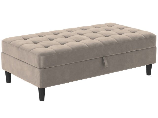 Hocker >Palermo< mit Stauraum, Farbe beige, Samt - 130x43x69cm (BxHxT)