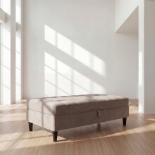 Hocker >Palermo< mit Stauraum, Farbe beige, Samt - 130x43x69cm (BxHxT)