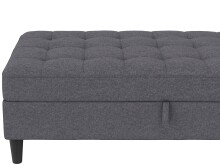 Hocker >Palermo< mit Stauraum, Webstoff in Leinenoptik Grau - 130x43x69 (BxHxT)