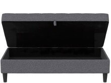 Hocker >Palermo< mit Stauraum, Webstoff in Leinenoptik Grau - 130x43x69 (BxHxT)