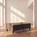 Hocker >Palermo< mit Stauraum, Webstoff in Leinenoptik Grau - 130x43x69 (BxHxT)