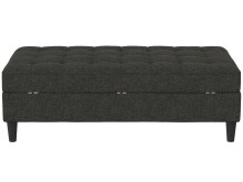 Hocker >Palermo< mit Sztauraum, Leinenstoff-Optik anthrazit - 130x43x69 (BxHxT)
