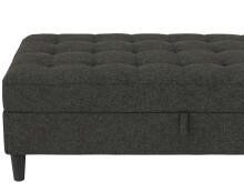 Hocker >Palermo< mit Sztauraum, Leinenstoff-Optik anthrazit - 130x43x69 (BxHxT)