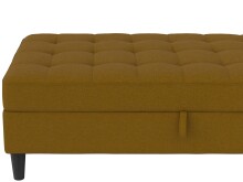 Hocker >Palermo< mit Stauraum, Webstoff in Leinenoptik Curry - 130x43x69 (BxHxT)