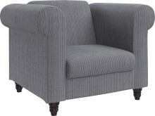 Loungesessel >Firenze II< Relaxfunktion, in Grau, Cord - 111x83x87cm (BxHxT)