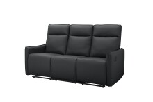 3-Sitzer >Lübeck< Relaxfunktion, Schwarz, Polyurethan - 180x120x86cm (BxHxT)