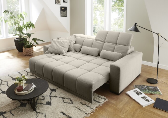 Big-Sofa >Maggy< Sitztiefen/Kopfteilverstellung, Curio silber - 242x110x121cm (BxHxT)