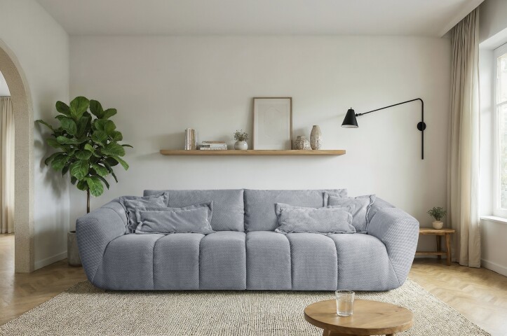 Big-Sofa >Andrew< Bezug Onega grau - 280x82x115cm (BxHxT)