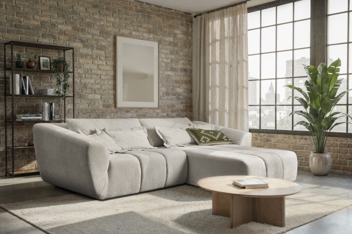 Polstergarnitur >Andrew< Bezug Vibe creme - 280x82x193cm (BxHxT)