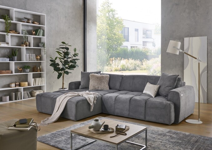 Polstergarnitur >Bendik< Sitztiefenverstellung, Vinci grau - 288x86x202cm (BxHxT)