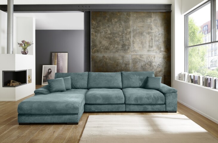 Polsterecke >Anselm< in mint, Onega - 323x90x177cm (BxHxT)