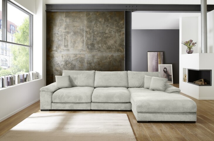Polsterecke >Anselm< in creme, Onega - 323x90x177cm (BxHxT)