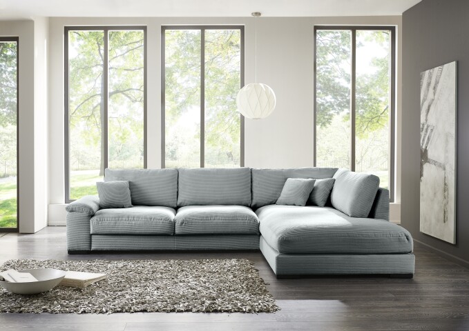 Polsterecke >Anselm< in mint, Cord Lincoln - 333x90x223cm (BxHxT)