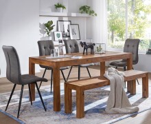 Sitzbank >MUMBAI< in Braun, Massivholz Sheesham - 160x45x35cm (BxHxT)