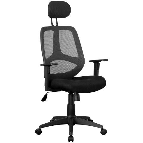 Bürostuhl >SPM1.206< in Schwarz, Stoff und Netzgewebe - 61x127x57cm (BxHxT)
