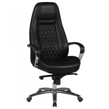 Bürostuhl >AUSTIN< in Schwarz, Echtes Leder - 68x130x70cm (BxHxT)